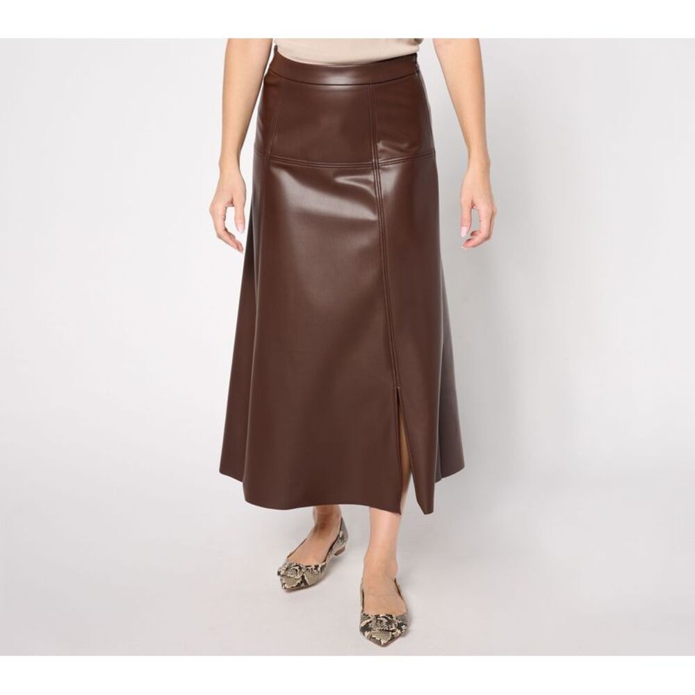 SUNNYLiFE Women's Skirt Sz 10 Label Faux Leather A-Line Brown